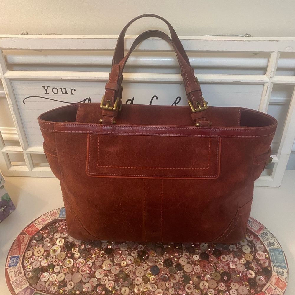 Coach Red Leather Tote Bag